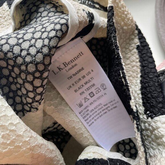 L.K. Bennett Nadine Textured Top Women's Size 4 Black Cream Office Work Evening - Picture 6 of 10